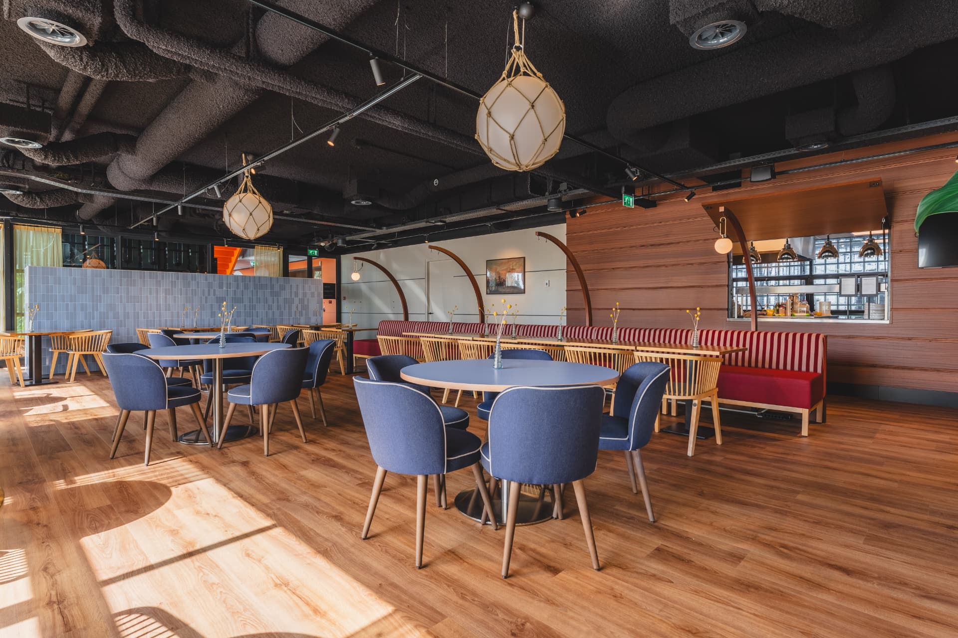 Restaurant seating at The Dock